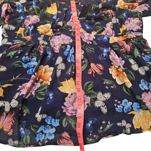 Torrid Peplum Chiffon Long Sleeve Top sz 01 14/16 - Picture 7 of 8